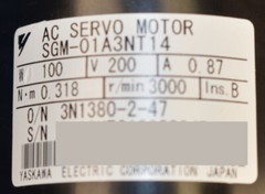 New Yaskawa SGM-01A3NT14 AC SERVO MOTOR 200V 0.87A 3,000 RPM