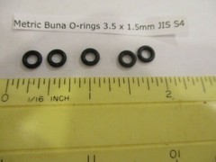 3.5mm ID x 6.5mm OD x 1.5mm thick O-ring. JIS S4 Buna-70. Quan 5..