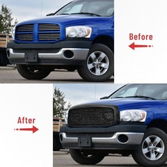 Front Horizontal Grille 2006-2008 Ram 1500 ABS Big Horn Style w/Lights Black