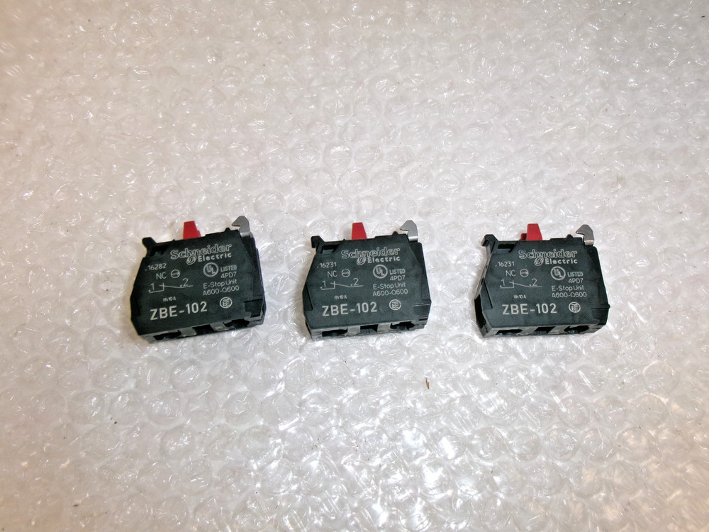 Schneider Electric ZBE-102 Contact Block (Lot of 3) New
