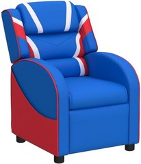 Kids Recliner Gaming Chair Blue Footrest Lumbar Support