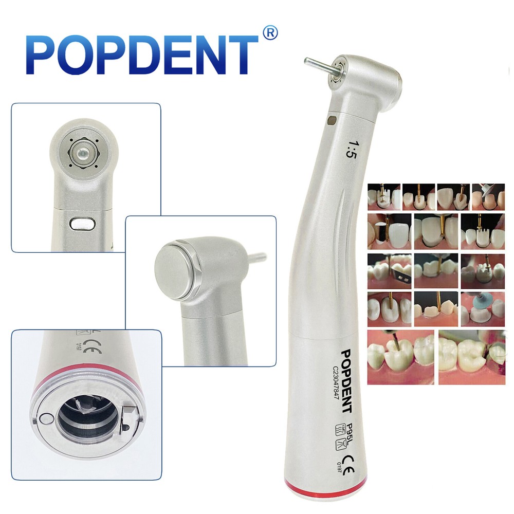 LED Dental 1:5 Fiber Optic Contra Angle Handpiece Red Ring NSK Ti-MAX X95L Style