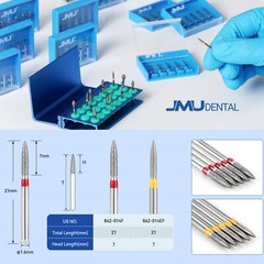 JMU Dental Diamond Burs Flame Shape Fine Grit/Extra Fine fit High Speed Handpiec