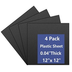 4 Pack Black Plastic Sheets 12x12x0.04 in Flexible High in,