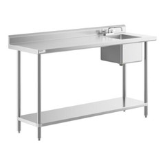 24″W x 72″L Stainless Steel Commercial Restaurant Work Table with Sink on Right