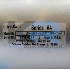 NEW Lin-Act LS-A4TH-5.00X17.000-2-J Series A4 Pneumatic Cylinder 250PSI Air