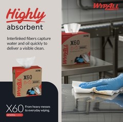 WypAll GeneralClean X60 Cloths Multi-Task Cleaning Wipes (34790), Pop-Up Box