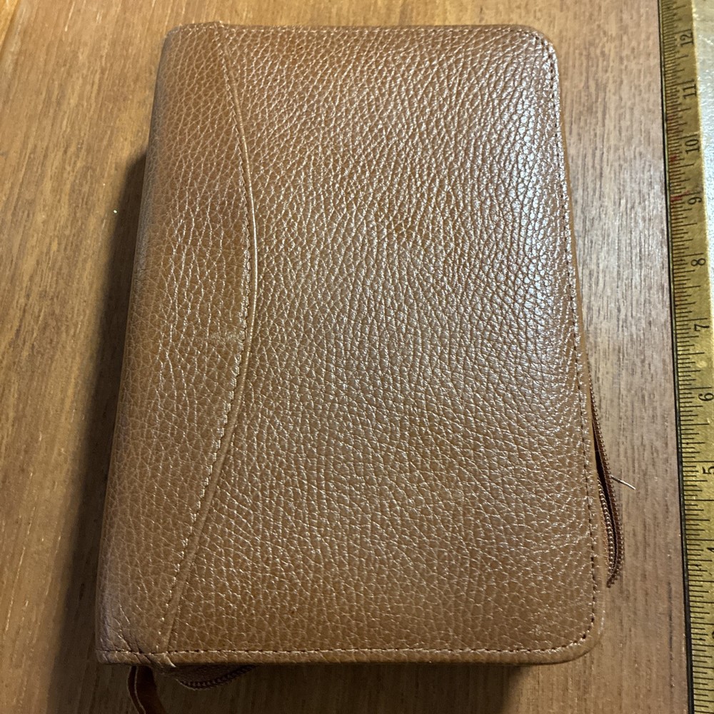 Boulder Ridge Leather Brown Binder Organizer Planner 6 Ring Zip Around Wallet A6