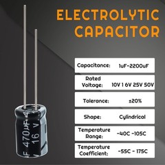 630 Pcs 24 Value Aluminum Electrolytic Capacitor Assortment Kit 0.1μF-1000μF