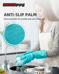 2 Pairs Reusable Dishwashing Cleaning Gloves with Latex , Cotton Lining, Kitc…