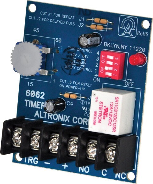 Altronix 6062 Timer, Multi-Purpose, 12/24VDC 1 Second to 60 Minutes, Board