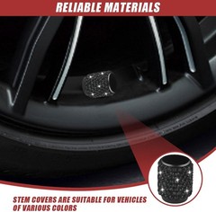 4PCS Handmade Bling Crystal Diamond Tire Valve Caps – Shiny Rhine Color: Black