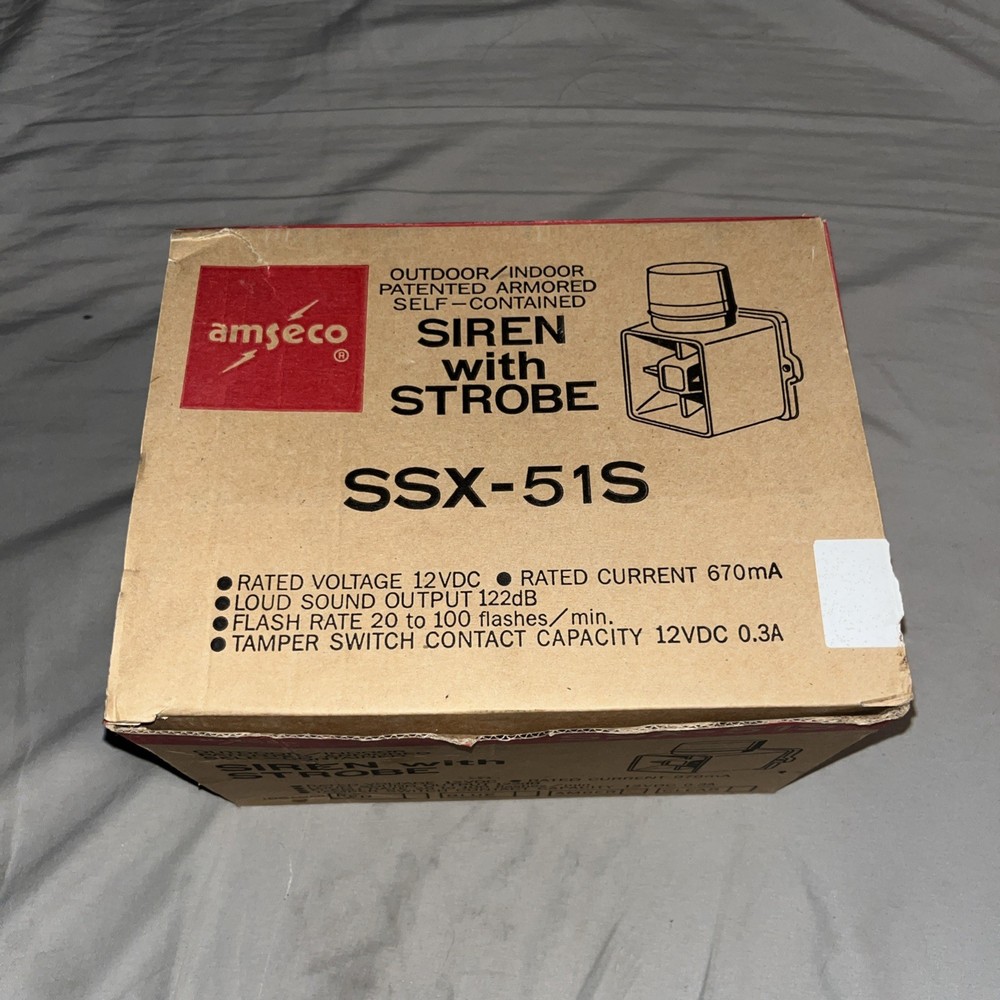 Amseco Armored Self-Contained Siren SSX-51S New In Box NOS – Amber