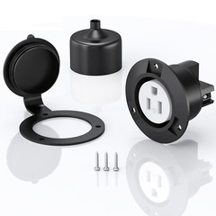 120V 15A Flanged Outlet Female Electrical Outlet with Cover NEMA 5-15R Waterproo