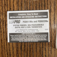 Lux Pro PSD011Wa Digital Non-Programmable Thermostat 1 Heat 1 White 24V WIRED