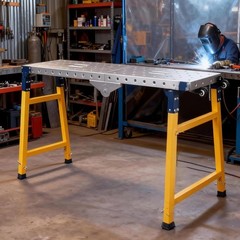 2200Lbs Portable Folding Welding Table Steel Workbench 5 Level Adjustable Height