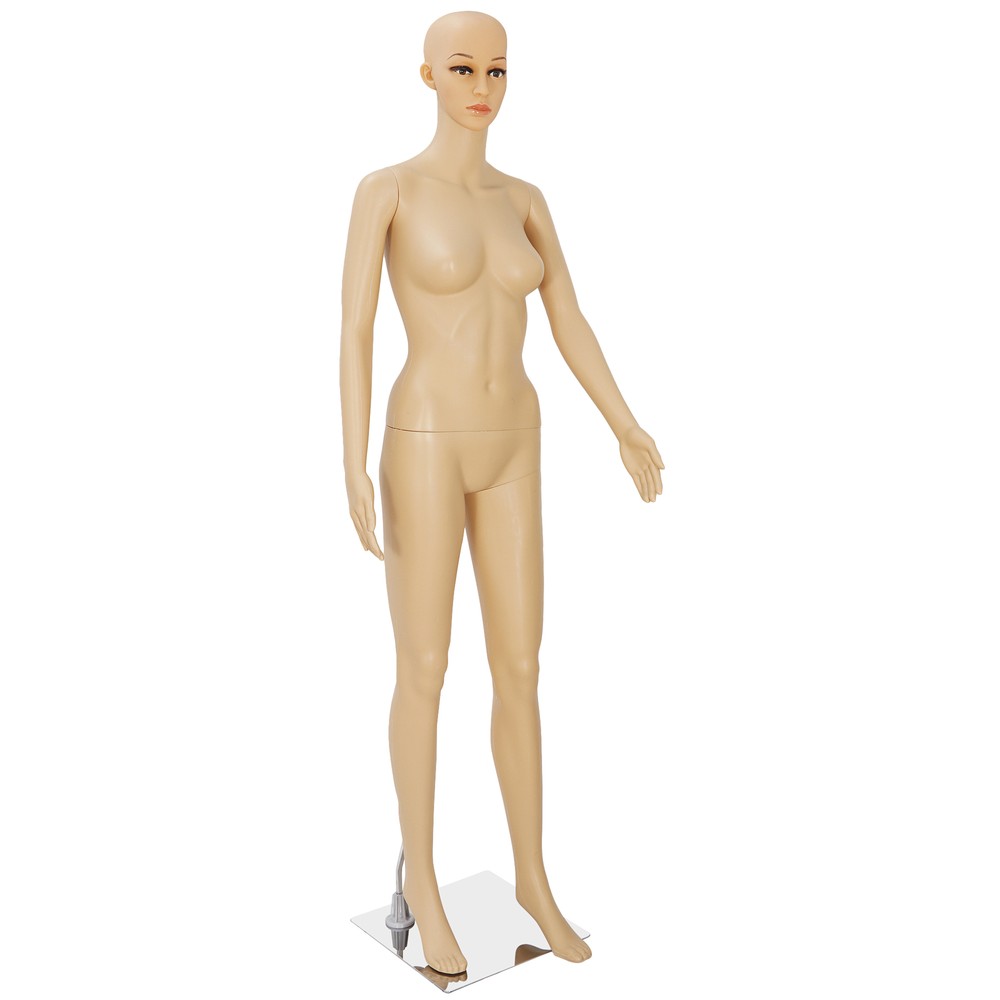 Female Mannequin Plastic Clothes Head Turns Dress Form Realistic Display w/ Base