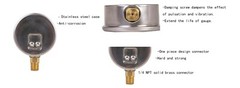 Pressure Gauge,Liquid Filled,2″ Dia,0-160 PSI,1/4 NPT Lower Mount