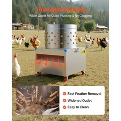 Uimoso 23.6″ Electric Poultry Plucker Machine 2200W, 275RPM, 119 Fingers,Wheels