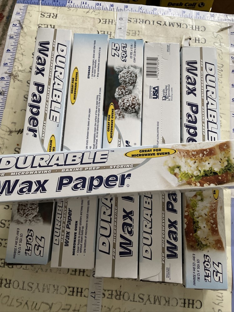 6 PACK Durable Value Waxed Paper / 75-sq. ft. roll / (12”x25yds) Each, Made USA
