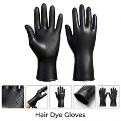 2Pcs Hair Dye Gloves, Black Reusable Rubber Gloves, Professional Hair Colorin…