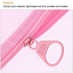 3pcs Mesh Cosmetic Bags, A6 case Nylon Makeup Zipper Mesh Bag, Pink