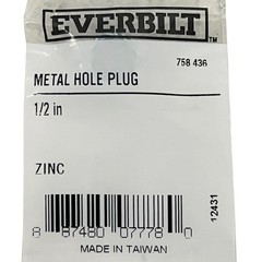 Everbilt Metal Hole Plugs for 1/2 in Holes, Zinc Plated, 5 Pack