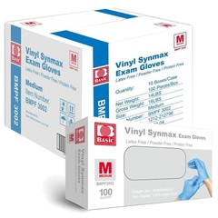 Bulk Synmax Vinyl Exam Gloves: 1000 Count, 4 Mil, Blue, Latex-Free & Powder-Free