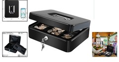 Compact Black Cash Box with Key Lock & Tray – Ideal for Events & Personal Use
