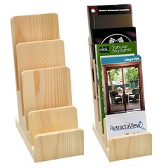 Monciysn 2 Pack 4 Tier Wood Brochure Display Stand, Flyer color