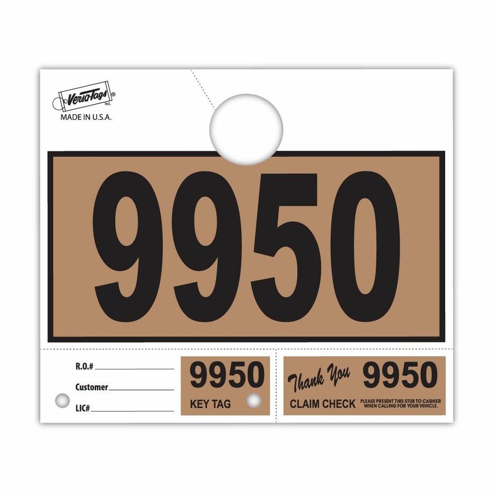 1000 Car Dealer Service Hang Tags Mechanic Repair Shop 3 Piece System – Beige