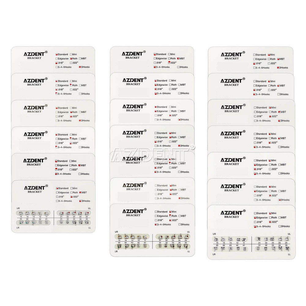 10Set AZDENT Dental Orthodontic Metal Bracket Braces Mini MBT Roth 018 022 Hooks