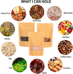 120Pcs 5.9X8.6 Inches Kraft Paper Resealable Bags for Small Business, Kraft Bags