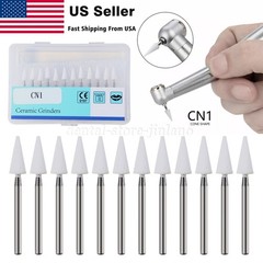 Dental White Stone Flame Mounted Polishing Burs- FG 12/pks Abrasion Point Bur