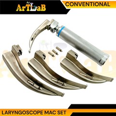 GERMAN LARYNGOSCOPE SET OF 4 INTUBATION BLADES 1,2,3,4 + MEDIUM HANDLE