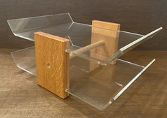 Vintage Mid Century Acrylic/Wood Two Tier Desktop Letter Tray – MCM