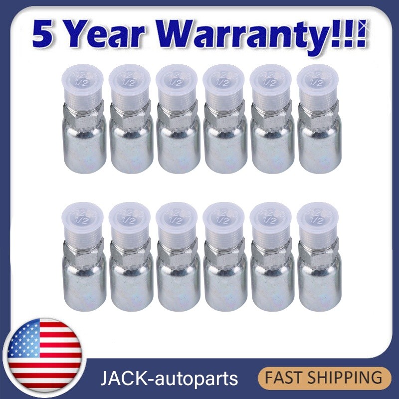 12-PACK 1/2″ HOSE X 1/2″ NPTF MALE PIPE THREAD HYDRAULIC HOSE END CRIMP FITTINGS