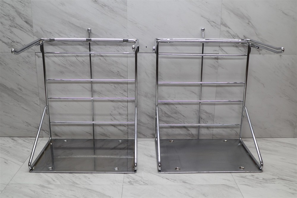 2 LOT – Chrome T-Shirt Shopping Bag Rack Stand Store Holder Dispenser Grocery