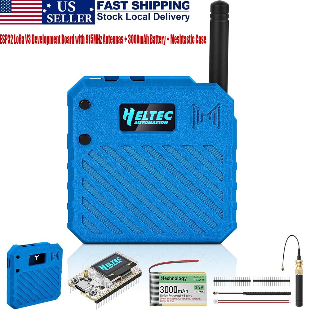 Heltec ESP32 LoRa V3 Development Board+915MHz Antennas +Battery+Meshtastic Case