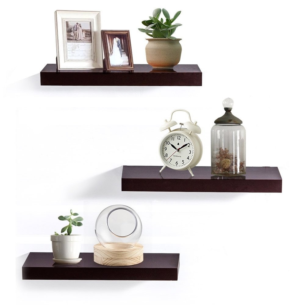 AHDECOR Floating Wall Mounted Shelves, Set of 3 Display Ledge Shelves Wide Pa…