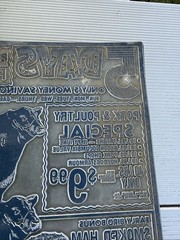 Vintage Metal Printing PlatesBEEF BUTCHER ADVERTISING NEWSPAPER PLATE