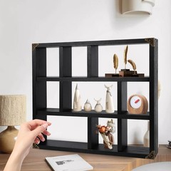 MITREL 17.7×15.7-Inch Shadow Box Shelf 9-Slot Rustic 1 PCS, 9c-classic Black
