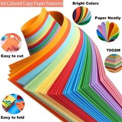 Colored Paper 100 Sheet, A4 Construction Copy Papers for Craft Art Drawing