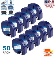 50PK Dymo Letratag Refill 91331 White Plastic Label Tape 12mm 1/2″ LT-100H 100T
