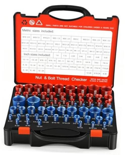 66 Pcs Nut and Bolt Thread Checker – 34 Standard 66 Thread Checker with Toolbox