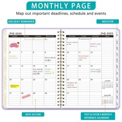 Jul 2025 -Jun 2026 Daily Planner, Spiral Notebook, Appointment Book, Calendar Pl