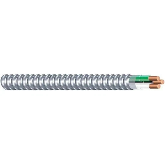 15′ – 10/2 BLACK/WHITE Solid MC Copper Metal Clad Cable – MC Glide Lite 15feet