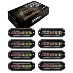 WINECO Amber/White LED Strobe Lights Kit – 8pcs 12-LED Flashing Emergency