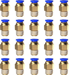 20Pcs 1/4″ Tube OD X 1/8 NPT Male Push to Connect Fittings – Air Water Quick Con