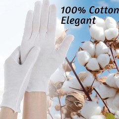 3 Pairs Full-Finger White Cotton Gloves for Dry Hands